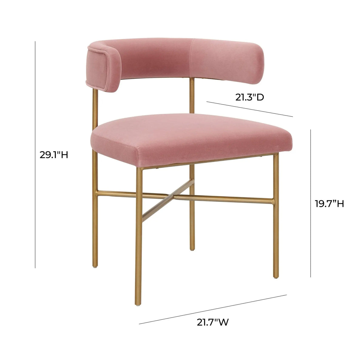 Kim Velvet Chair in Blush Chairs| TOV