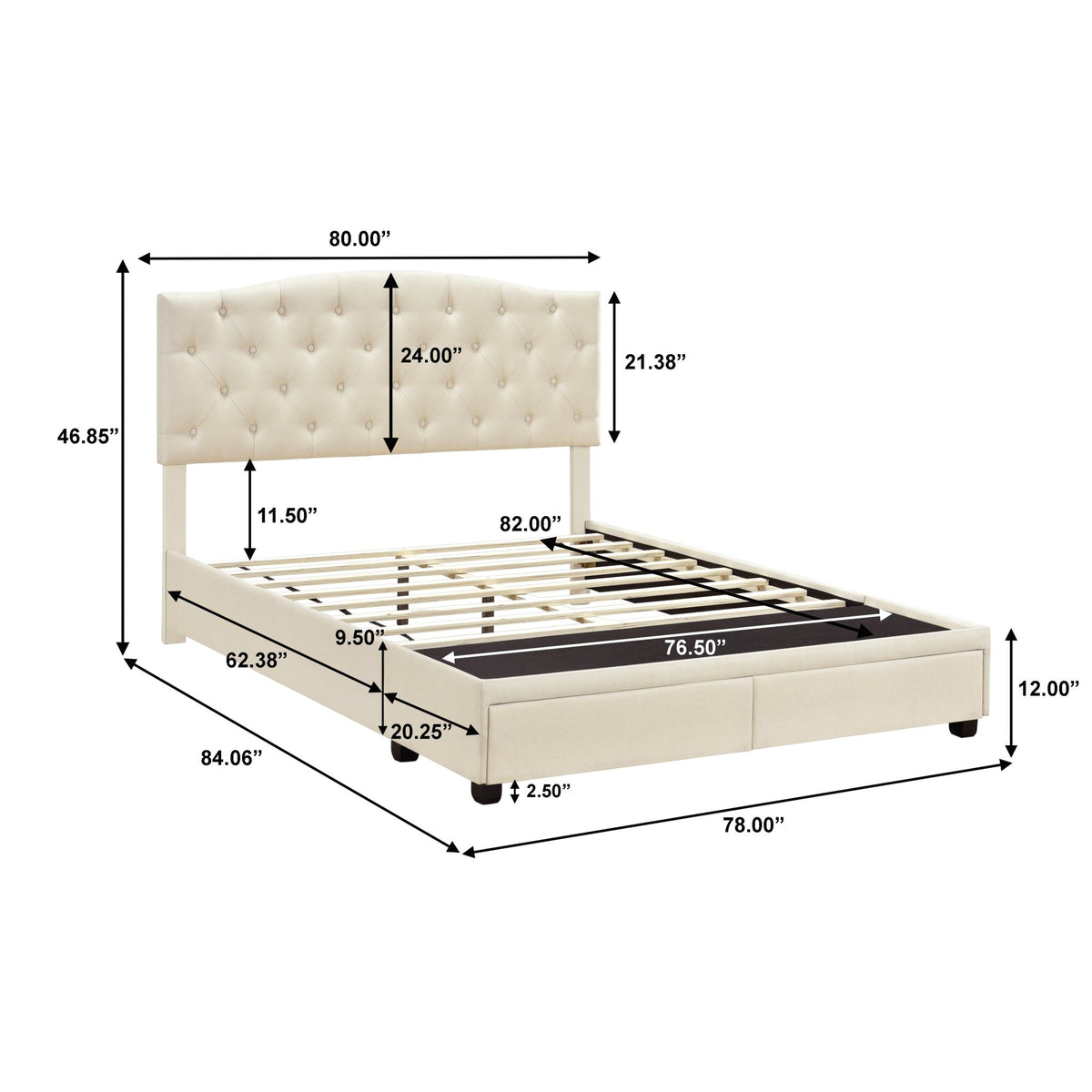 King Tufted Storage Bed - Linen Beds| Hooker