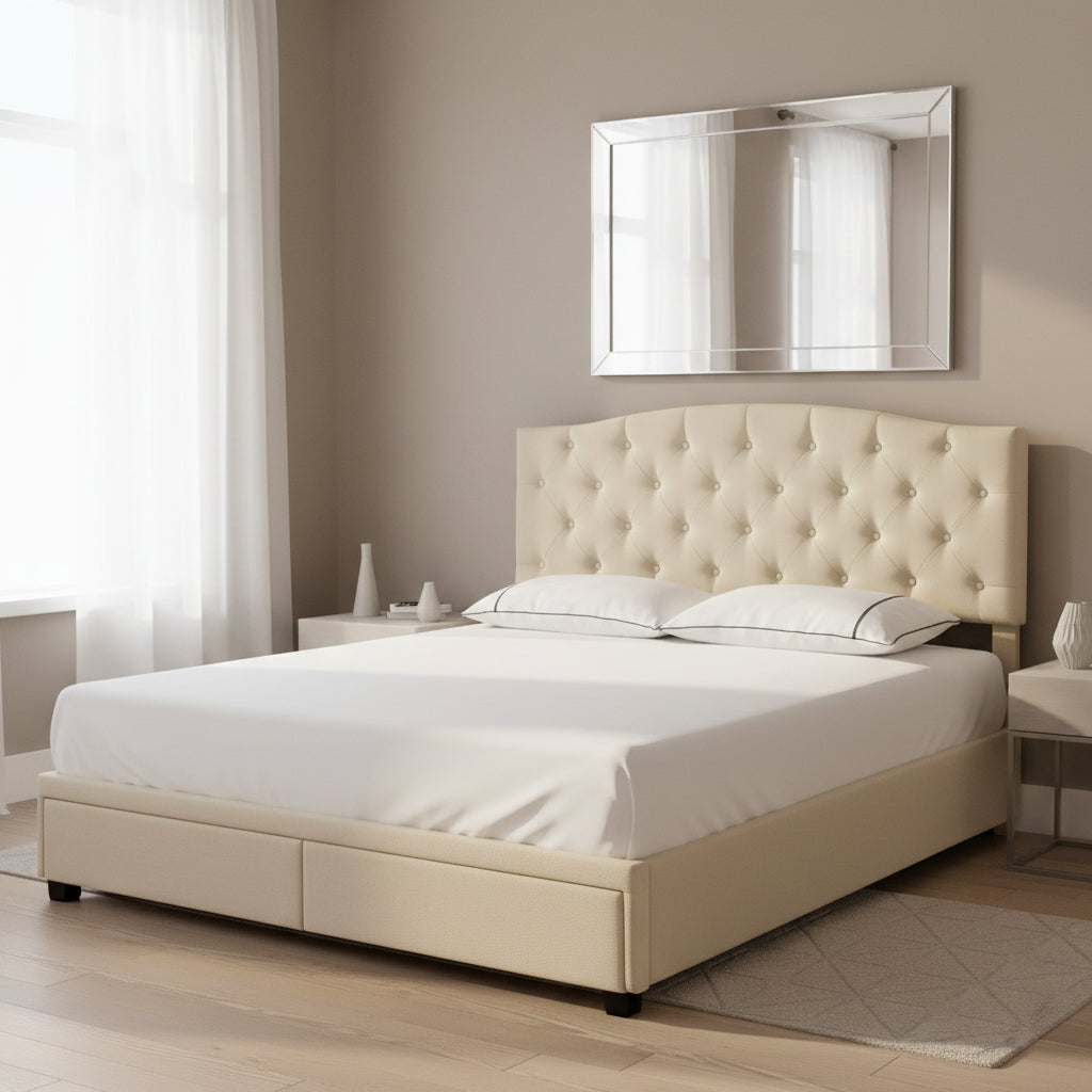 King Tufted Storage Bed - Linen Beds| Hooker