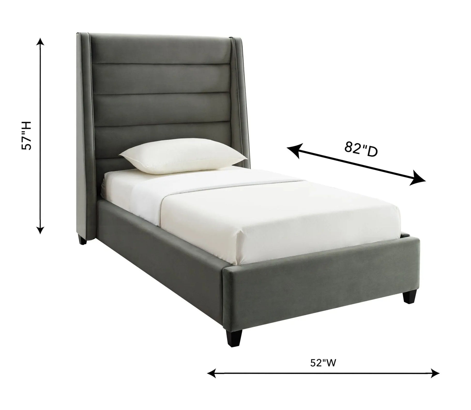 Koah Grey Velvet Bed in Twin Beds| TOV