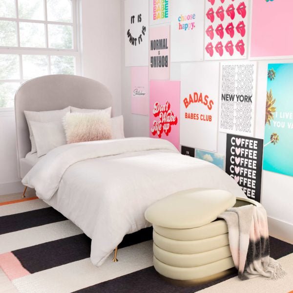 Lillian Cream Velvet Storage Bench Benches| TOV
