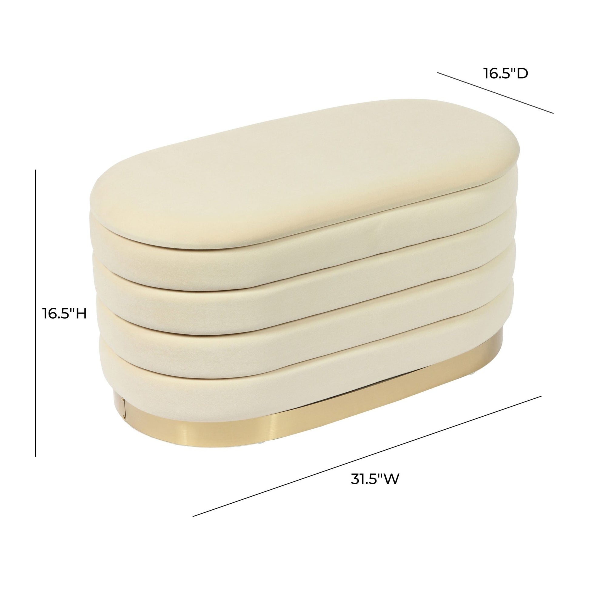 Lillian Cream Velvet Storage Bench Benches| TOV