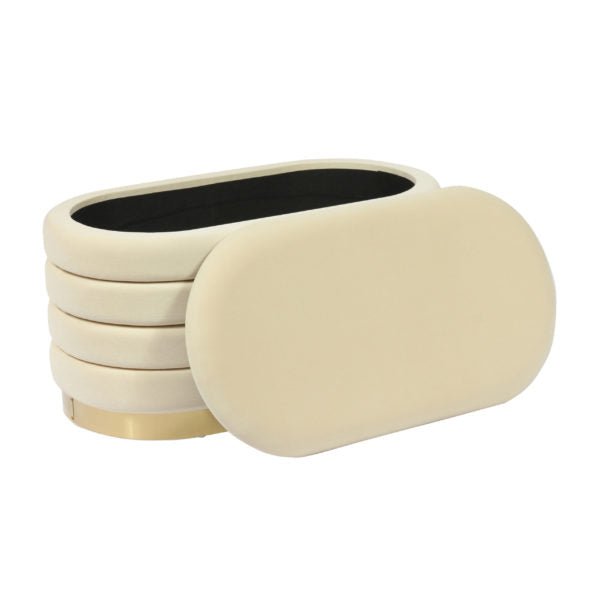Lillian Cream Velvet Storage Bench Benches| TOV