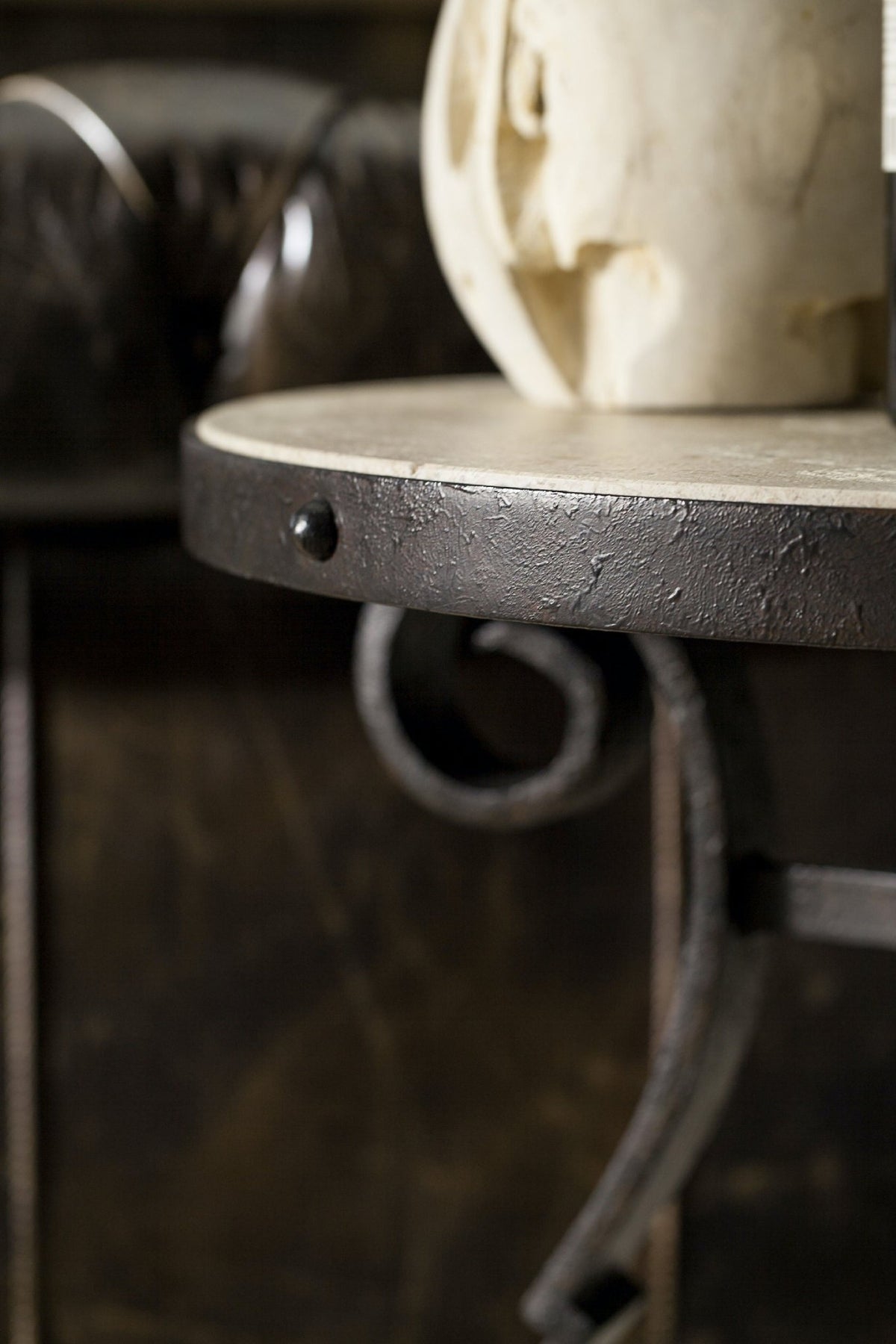 Luckenbach Metal and Stone End Table Accent & End Tables| Hooker