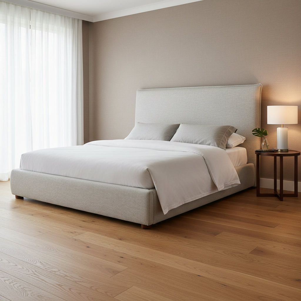 Luzon King Bed Tall Headboard Light Grey Beds| Moe's Home