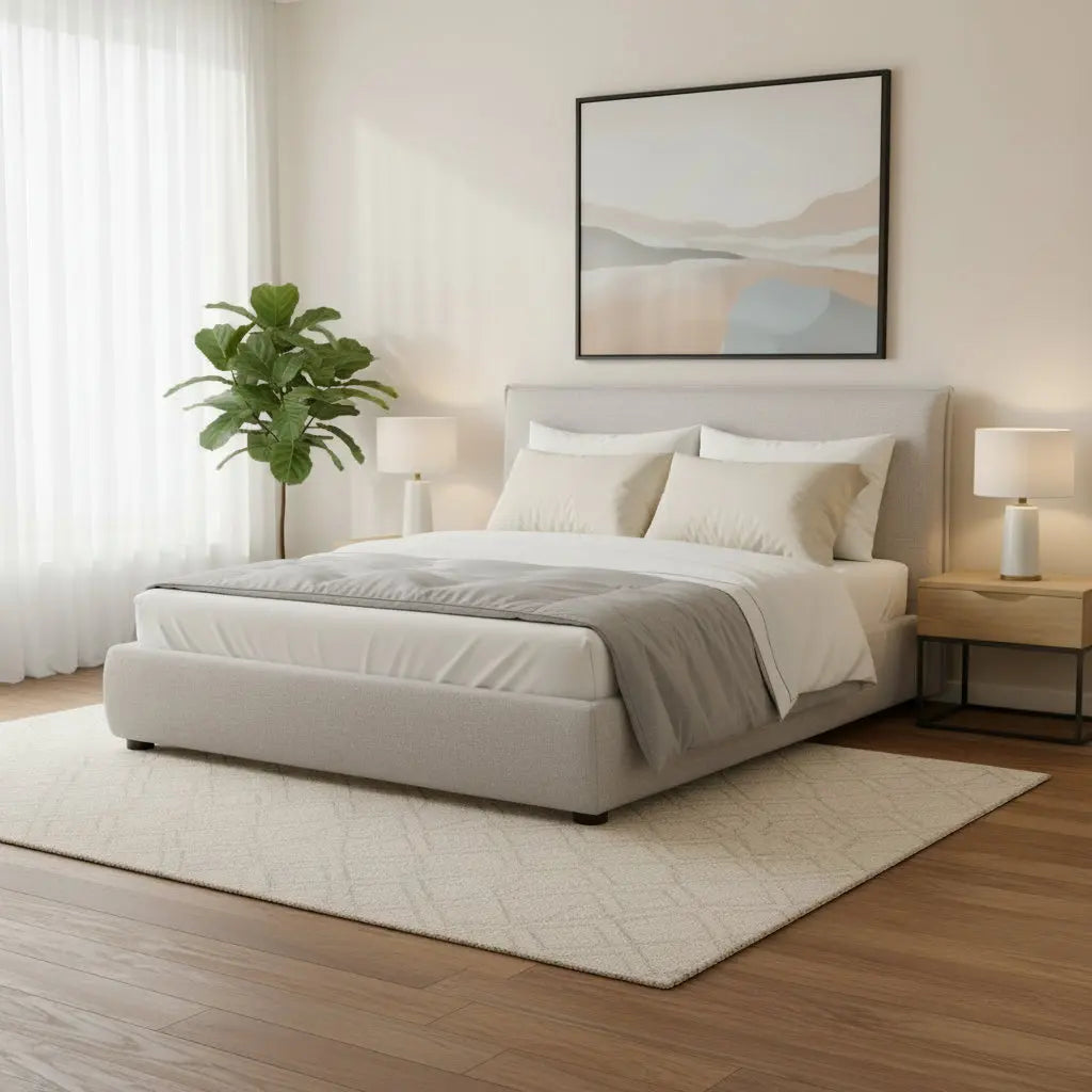 Luzon Queen Bed Light Grey Beds| Moe's Home