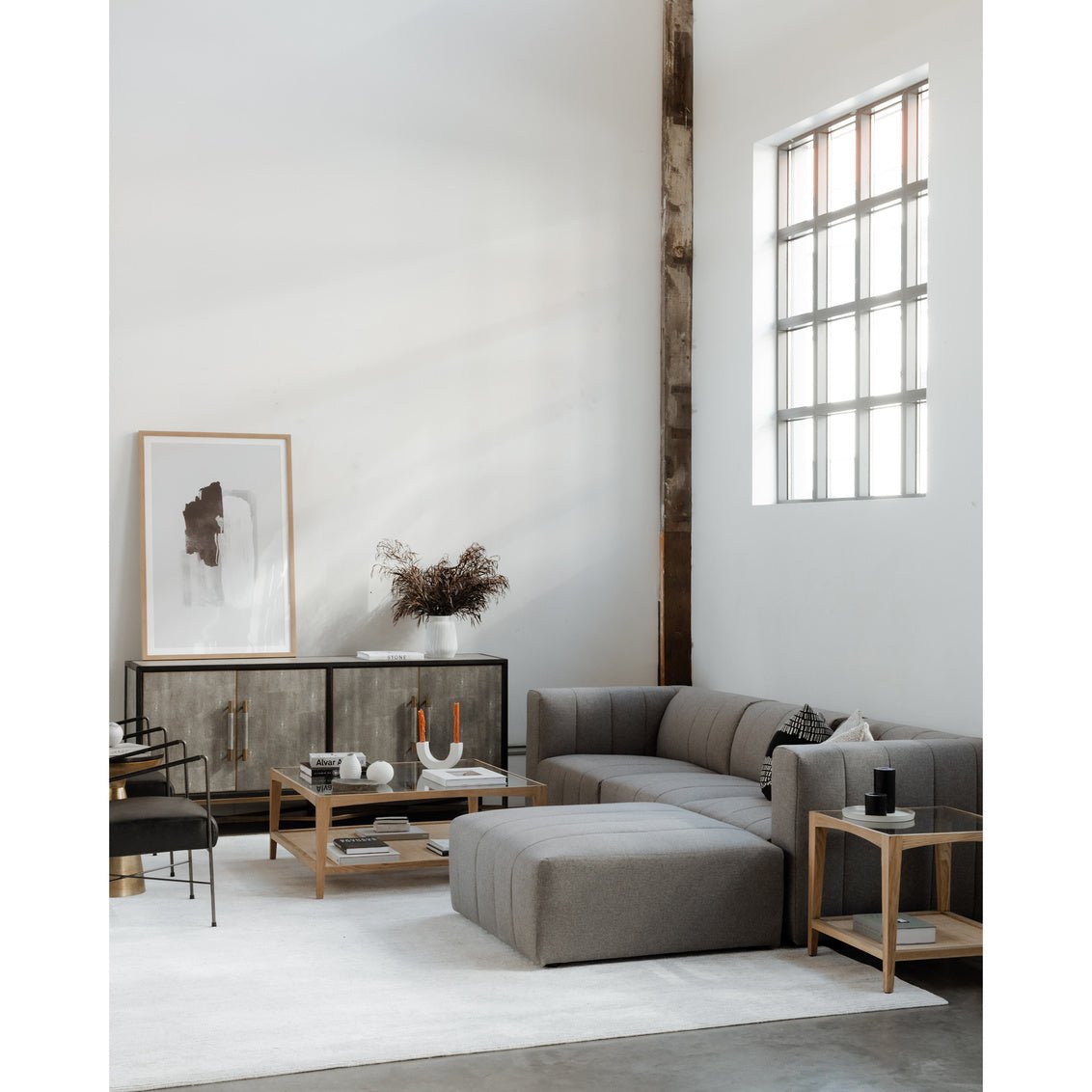 Lyric Arm Chair Left Grey Sectionals| Moe's Home