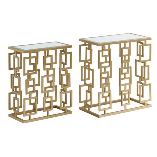 Maddox Champagne Mirror Table Set Accent & End Tables| Crestview