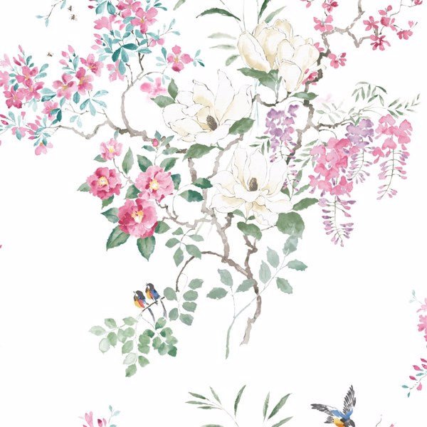 Magnolia & Blossom Panel B Wallpaper| Sanderson Group
