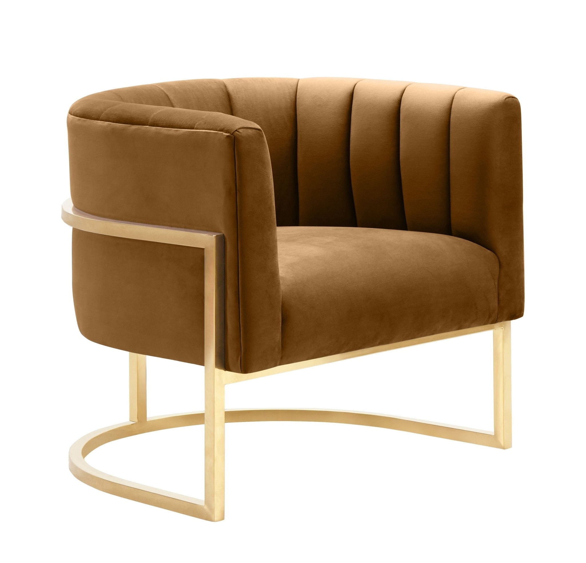 Magnolia Cognac Velvet Chair Chairs| TOV