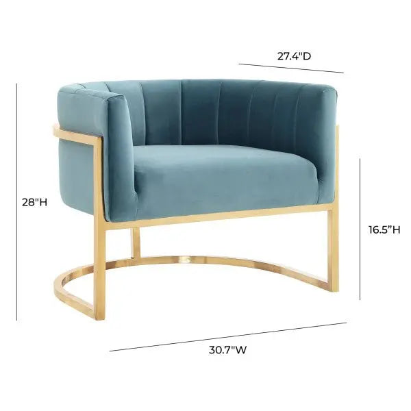 Magnolia Sea Blue Chair with Gold Base Chairs| TOV