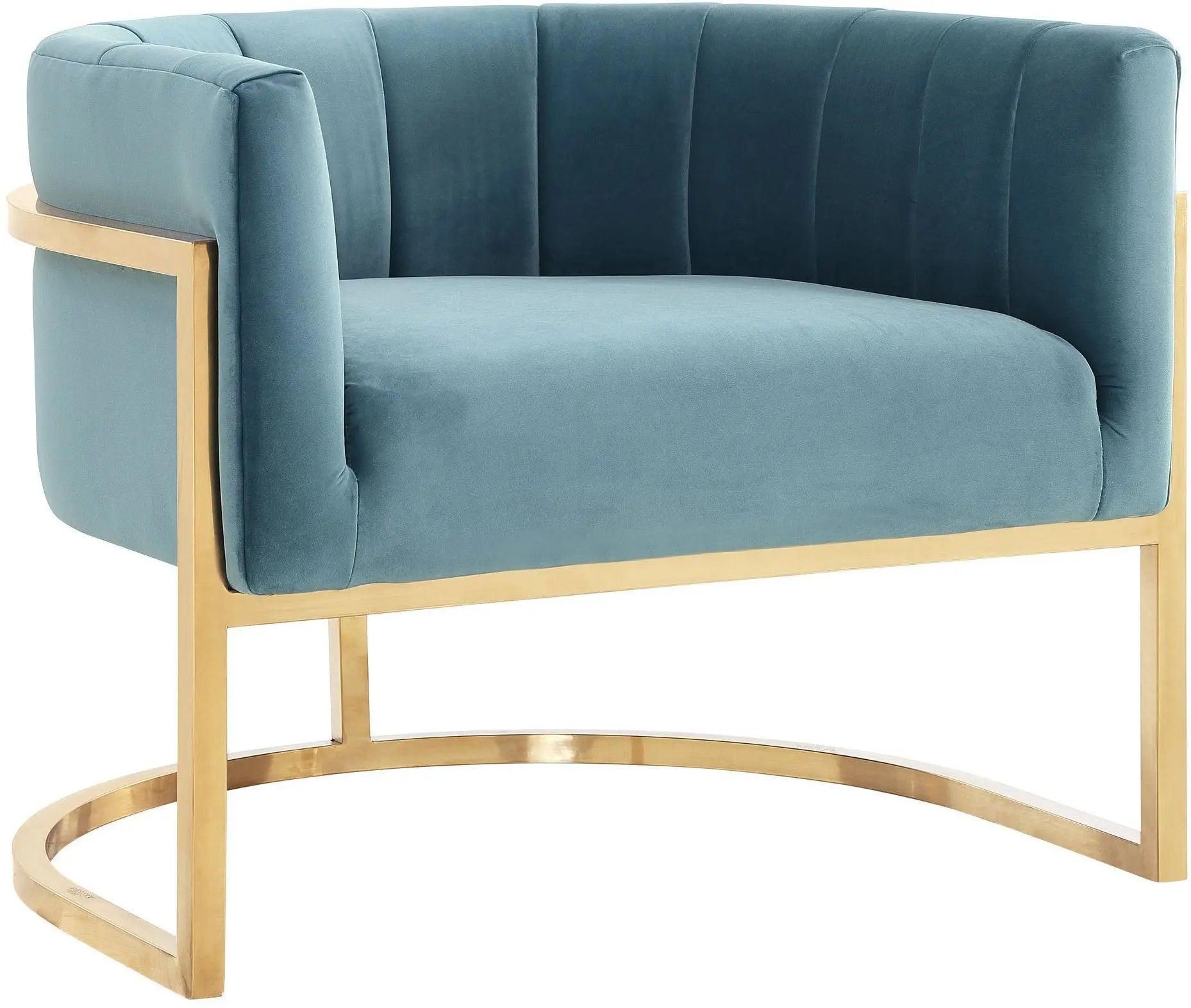 Magnolia Sea Blue Chair with Gold Base Chairs| TOV