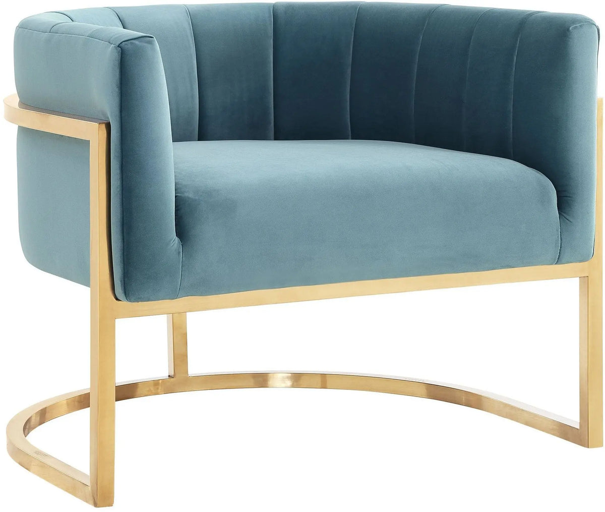 Magnolia Sea Blue Chair with Gold Base Chairs| TOV