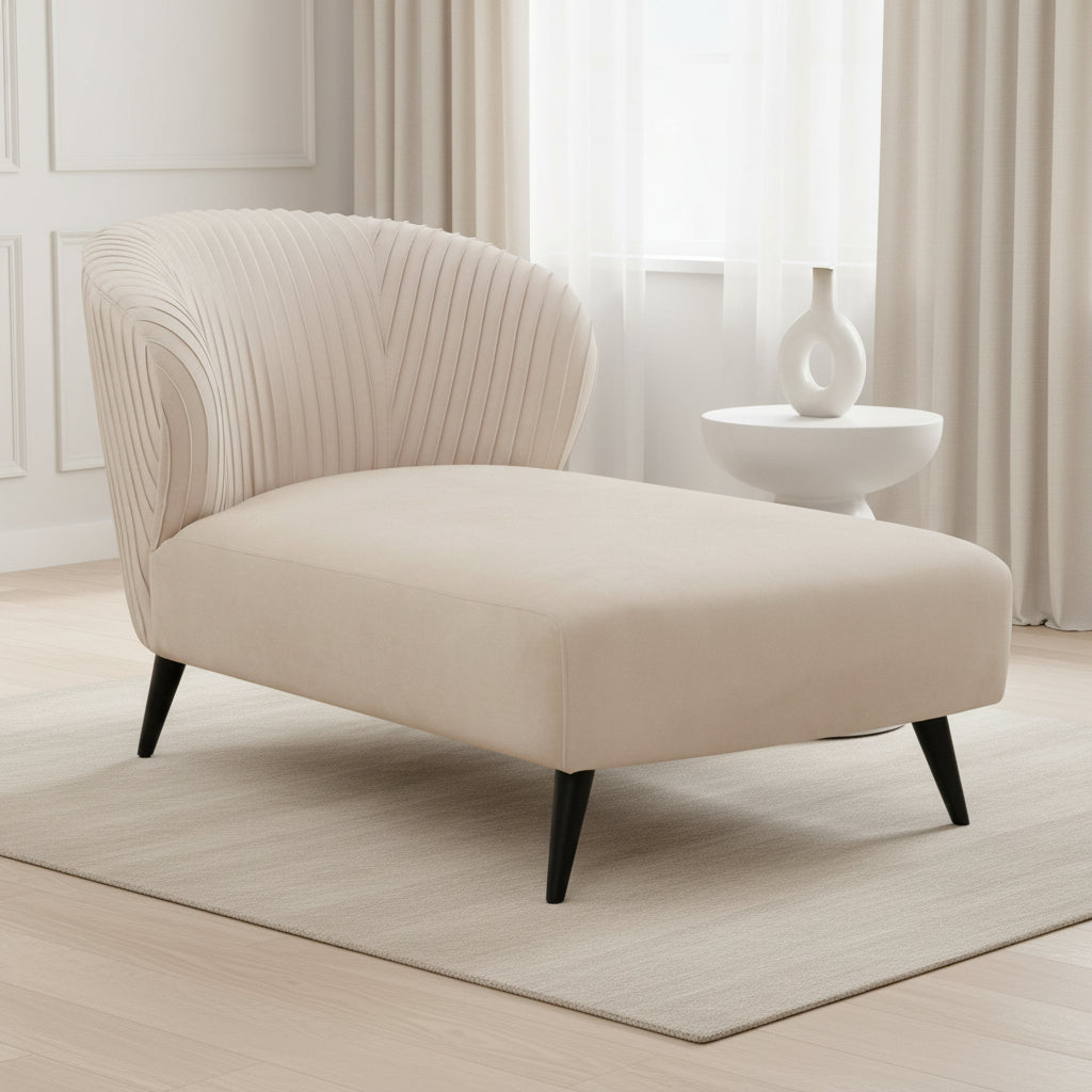Maliah Pleated Beige Velvet Settee Sofas & Loveseats| TOV