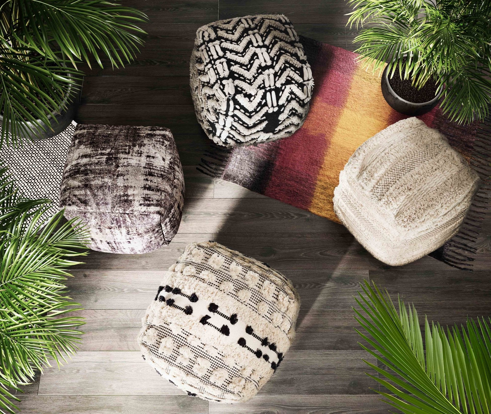 Mariel Cotton Pouf Poufs| TOV