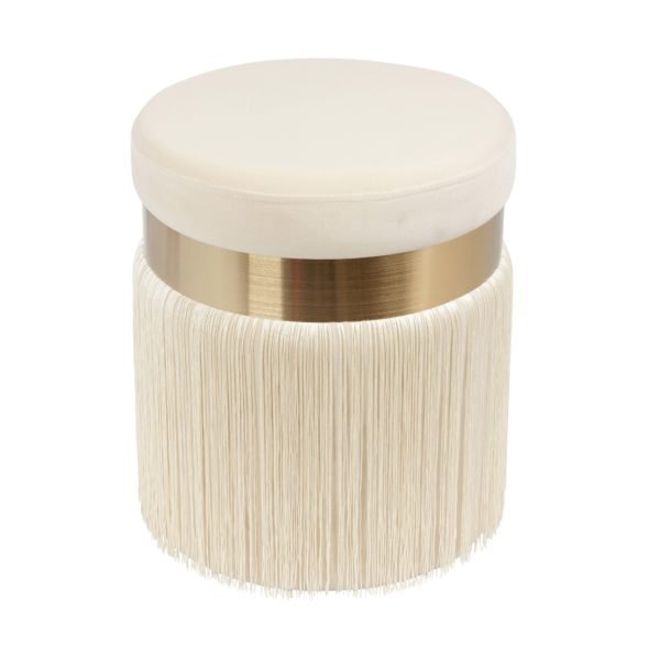 Melody Cream Tasseled Ottoman Ottomans| TOV