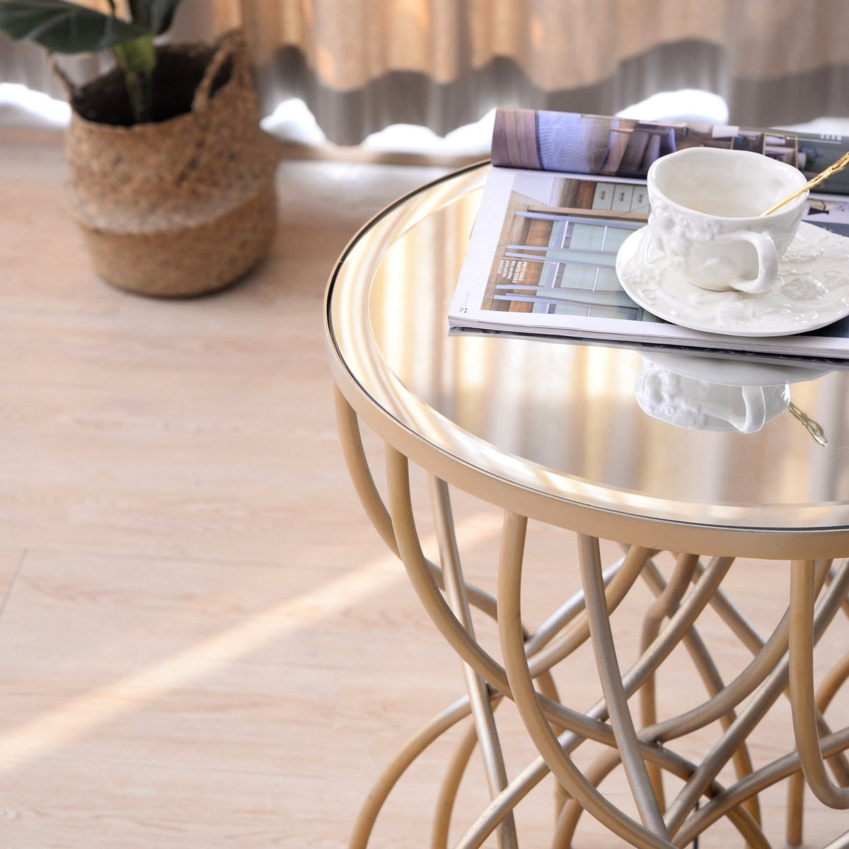 Melrose Gold Mirror Accent Table Accent & End Tables| Crestview