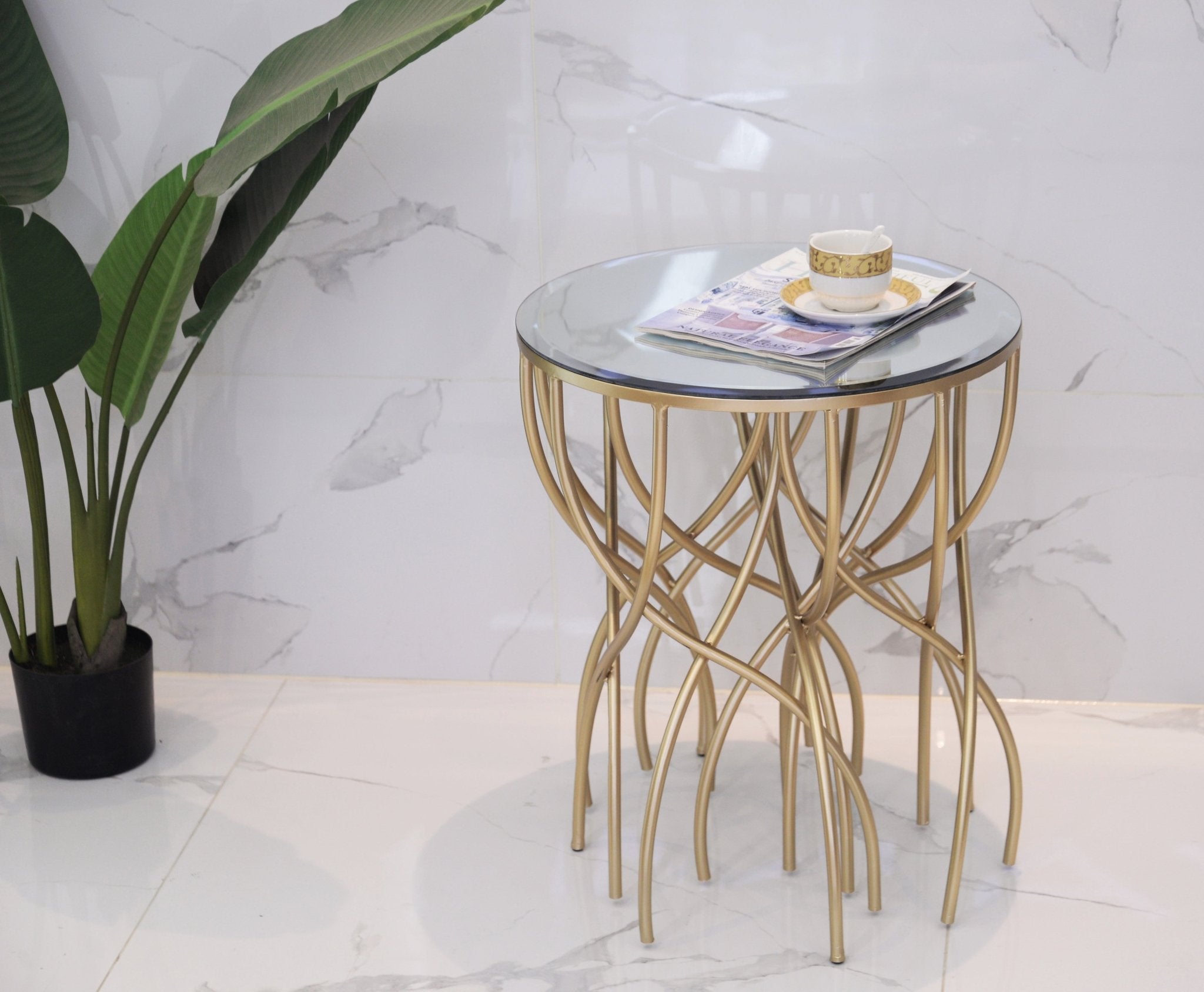 Melrose Gold Mirror Accent Table Accent & End Tables| Crestview