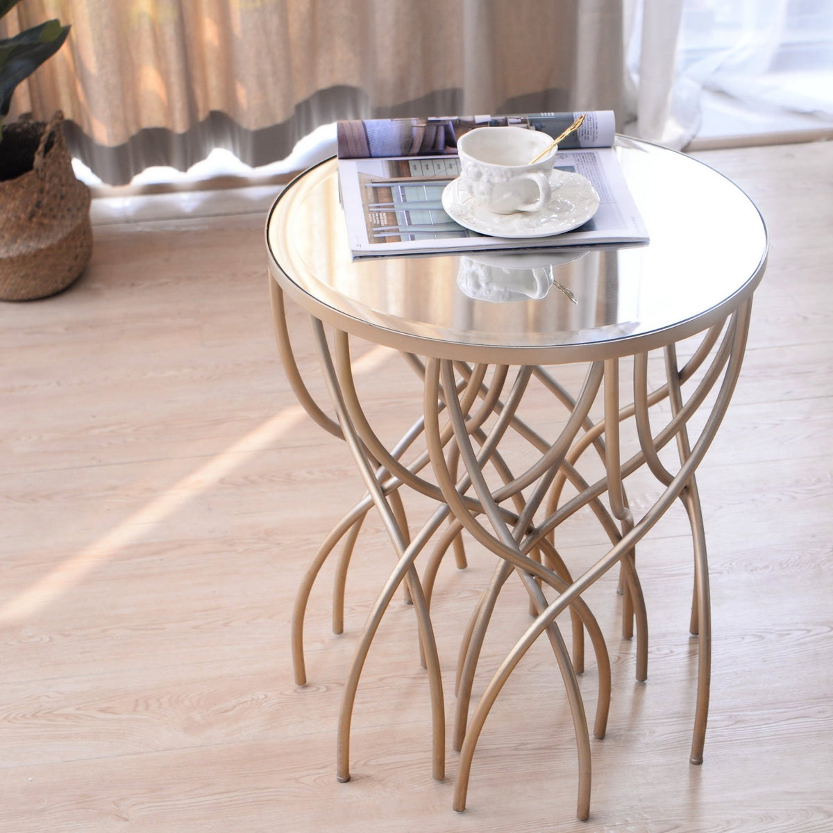 Melrose Gold Mirror Accent Table Accent & End Tables| Crestview
