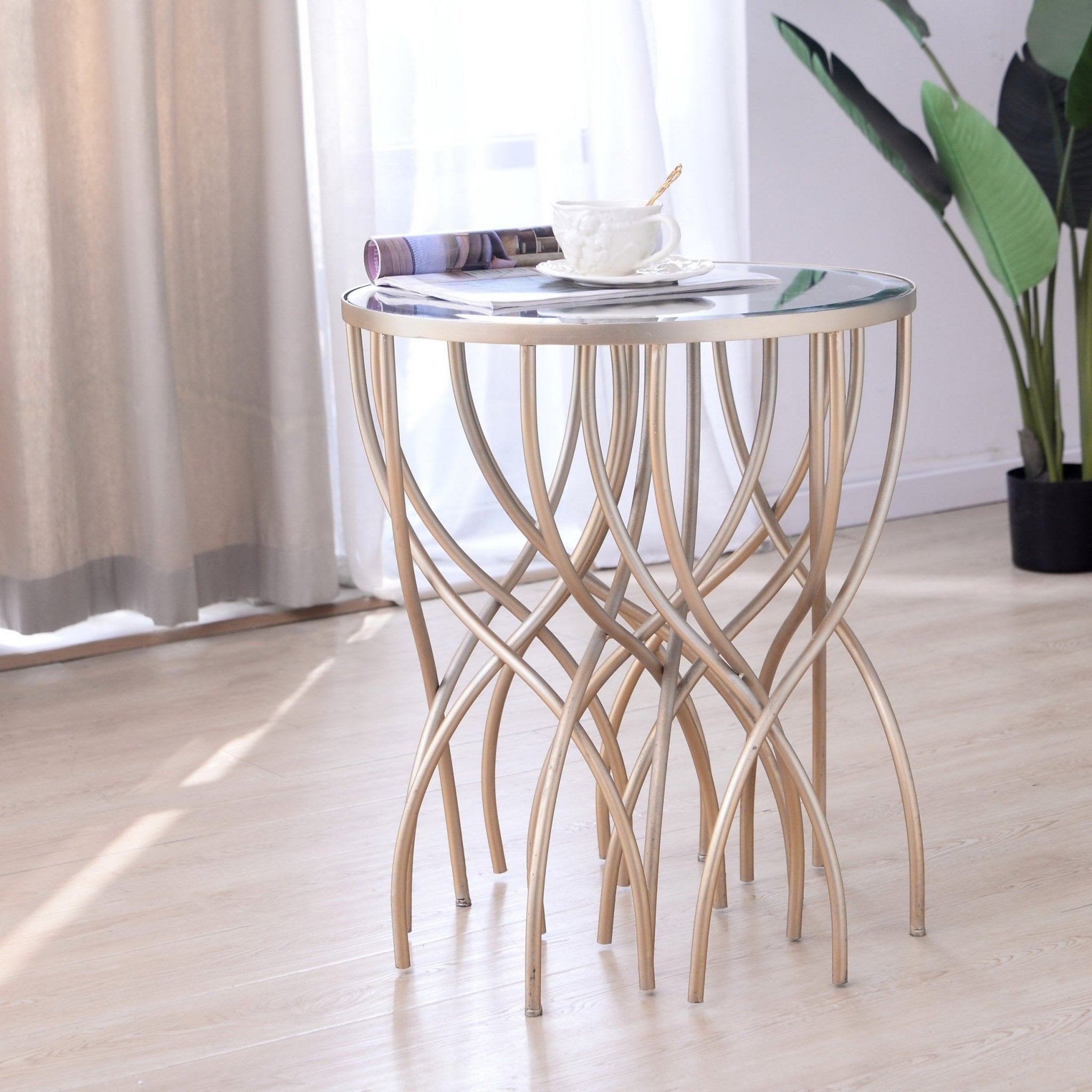 Melrose Gold Mirror Accent Table Accent & End Tables| Crestview