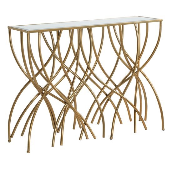 Melrose Gold Mirror Console Table Accent & End Tables| Crestview