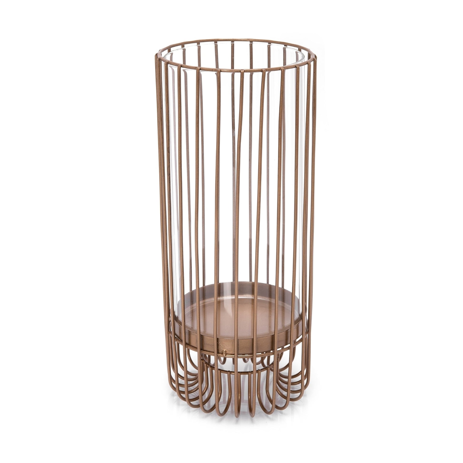 METAL & GLASS CANDLE HOLDER GOLD 13X13X32 CM Candle Holders| Alrugaib Furniture X Nice