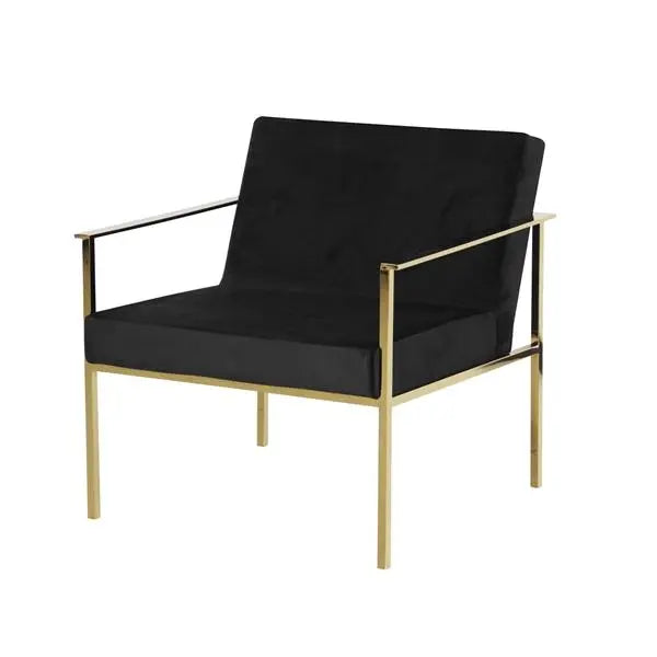 METAL/VELVETEEN ARM CHAIR, GOLD/BLACK Chairs| Sagebrook Home