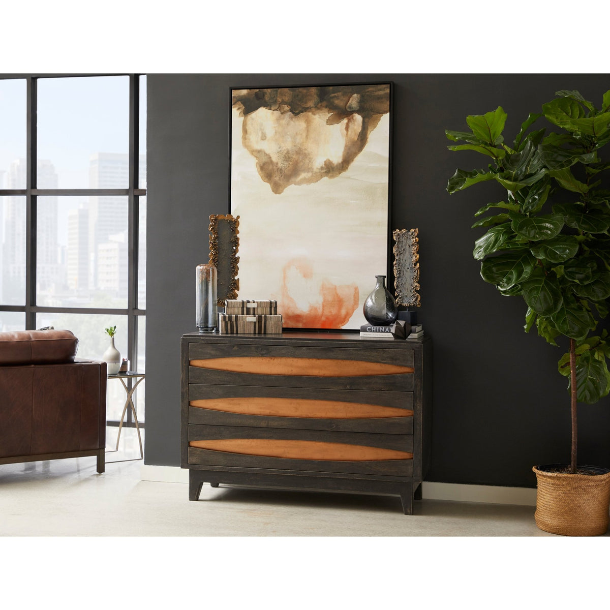 Modern Copper Three Drawer Chest Cabinets & Chests| Hooker