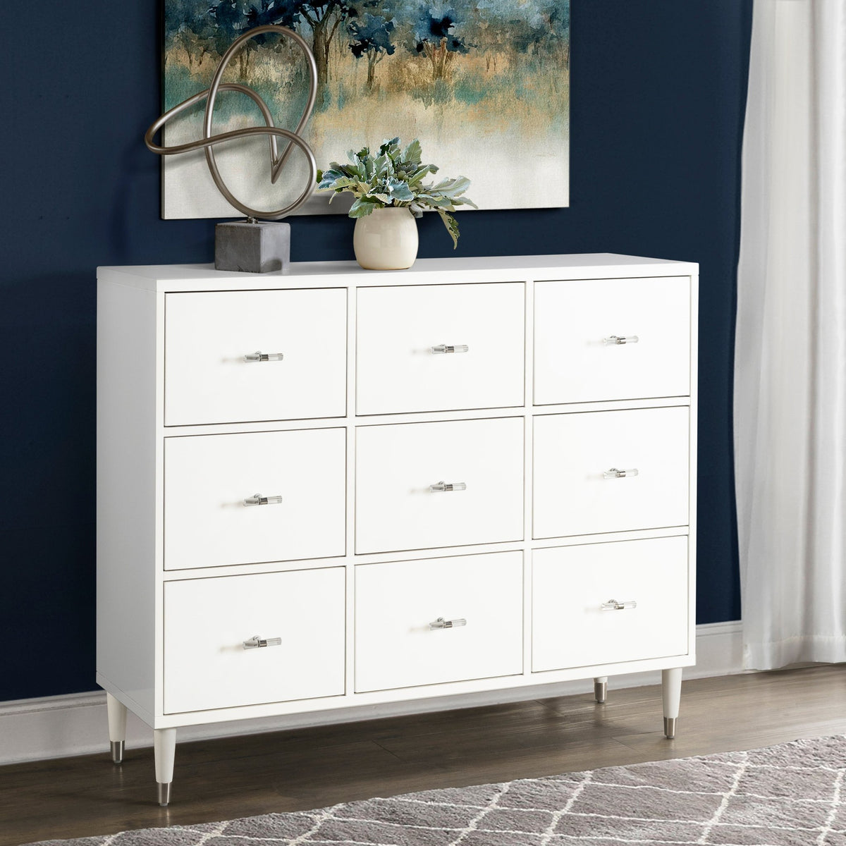 Modern White Nine Drawer Chest Cabinets & Chests| Hooker