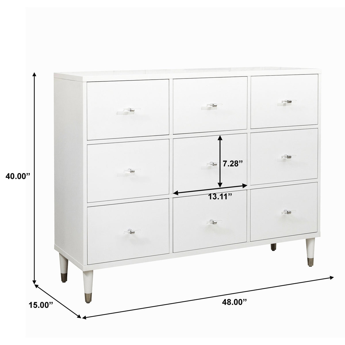 Modern White Nine Drawer Chest Cabinets & Chests| Hooker