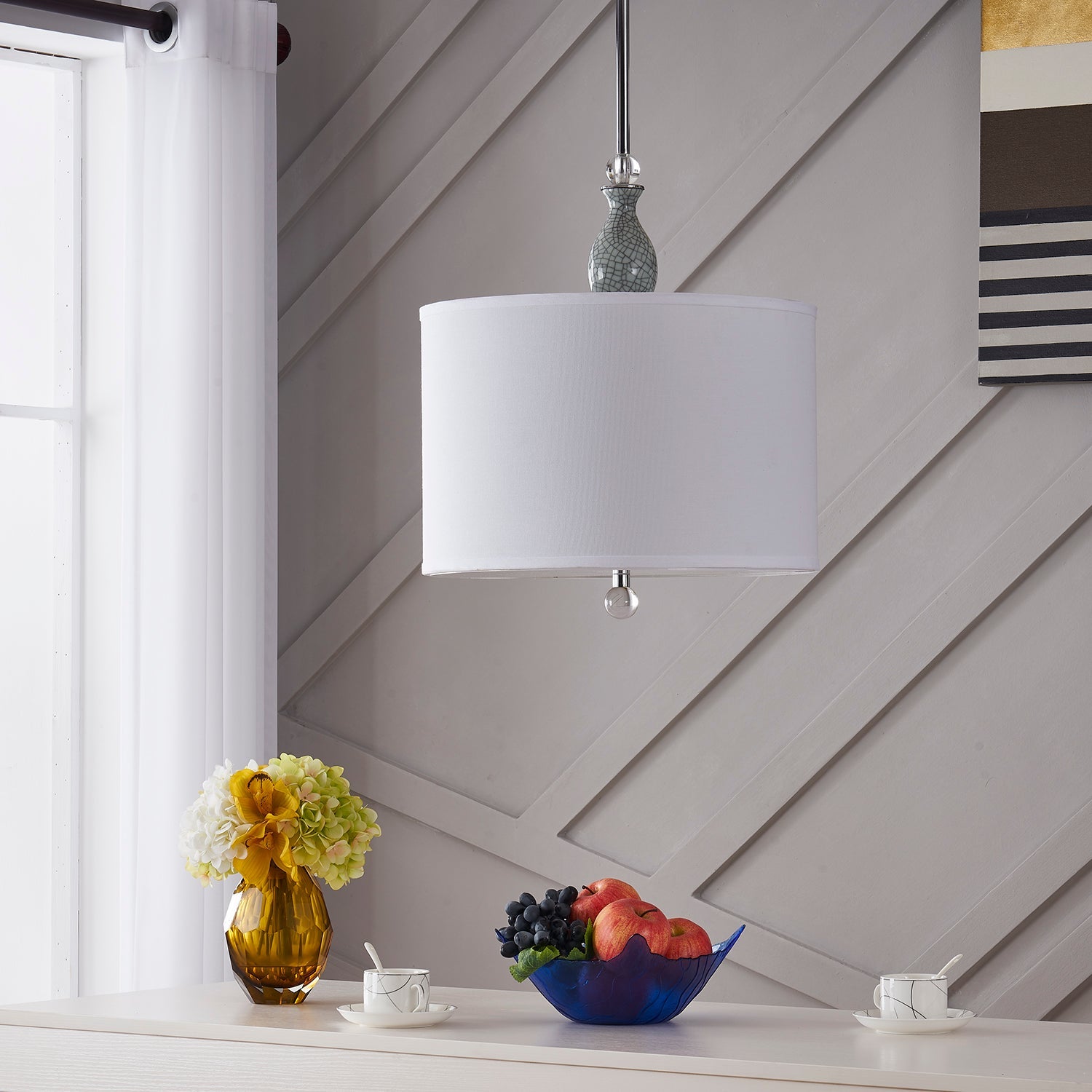 Modern White Shade 3 Socket Pendant Lamp chandeliers| Crestview