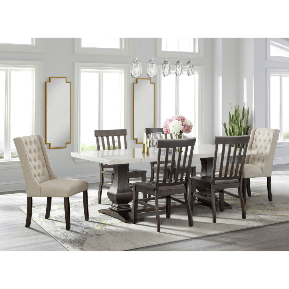 Monticello White Marble Dining Table 6-8 Seaters Dark Dining Tables| Roots Furniture