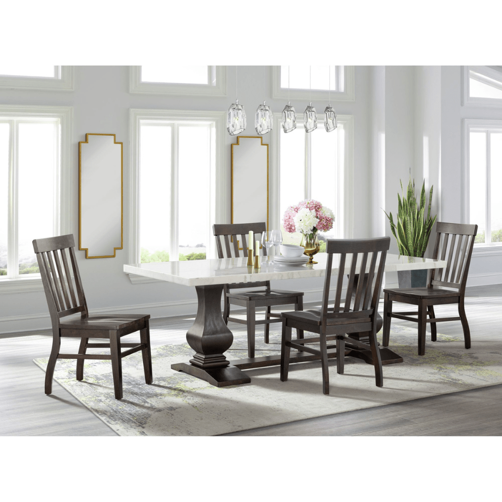 Monticello White Marble Dining Table 6-8 Seaters Dark Dining Tables| Roots Furniture