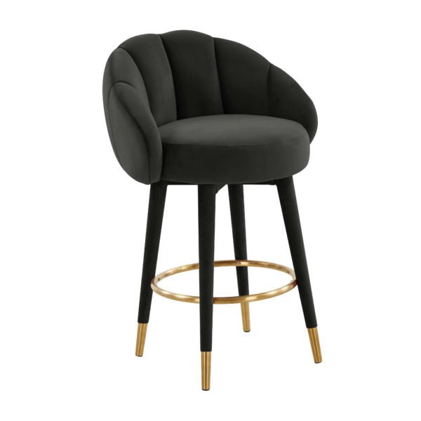 Myla Black Swivel Counter Stool Counter Stools| TOV