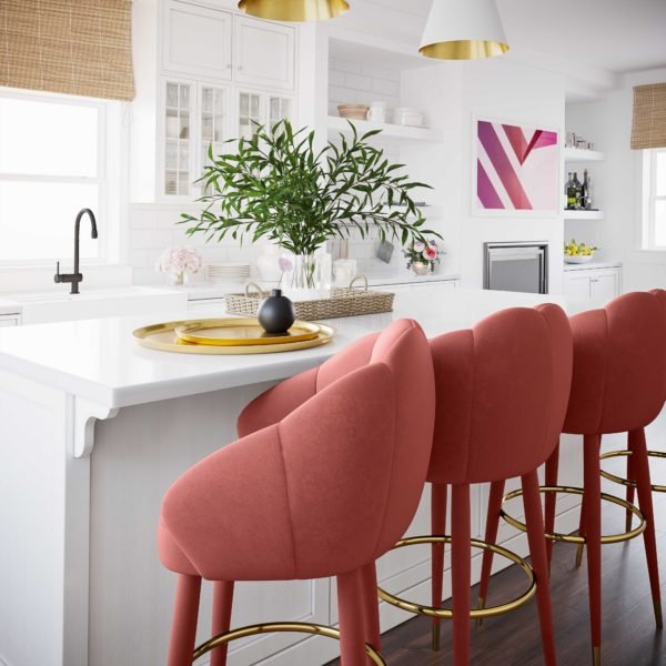 Myla Salmon Swivel Counter Stool Counter Stools| TOV