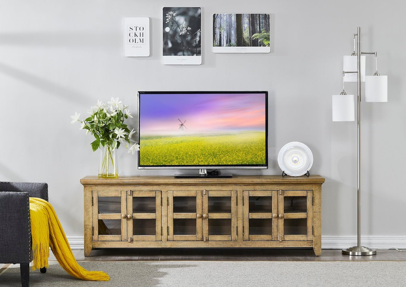 Natural TV Cabinet-6 doors TV Units| Crestview
