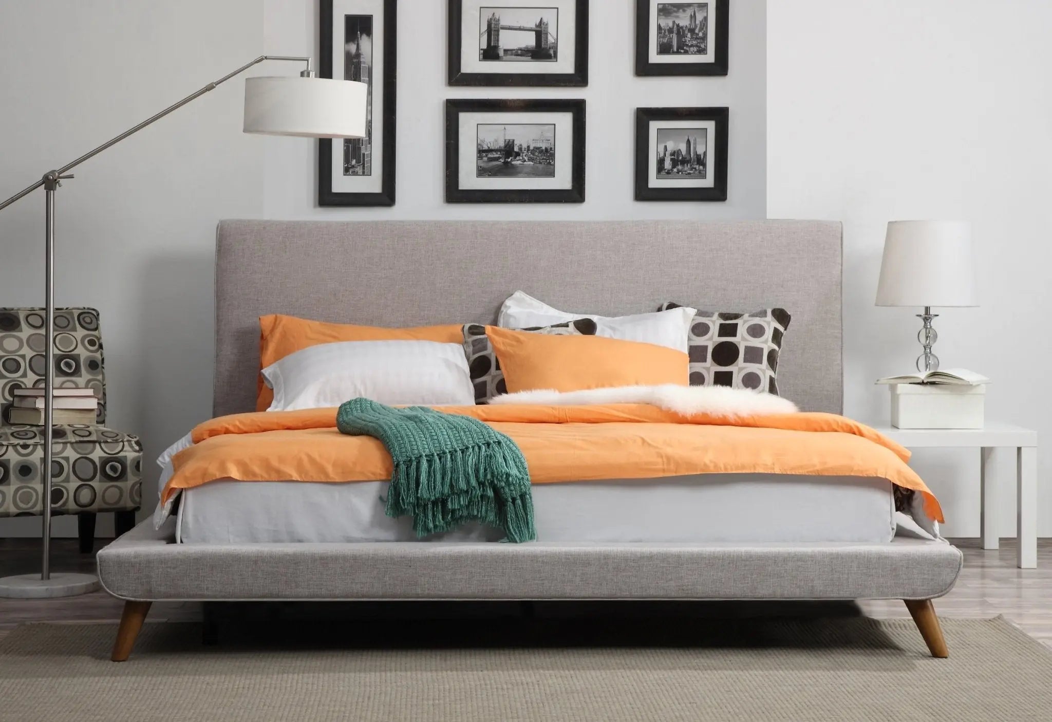 Nixon Beige Linen Bed in Queen Beds| TOV