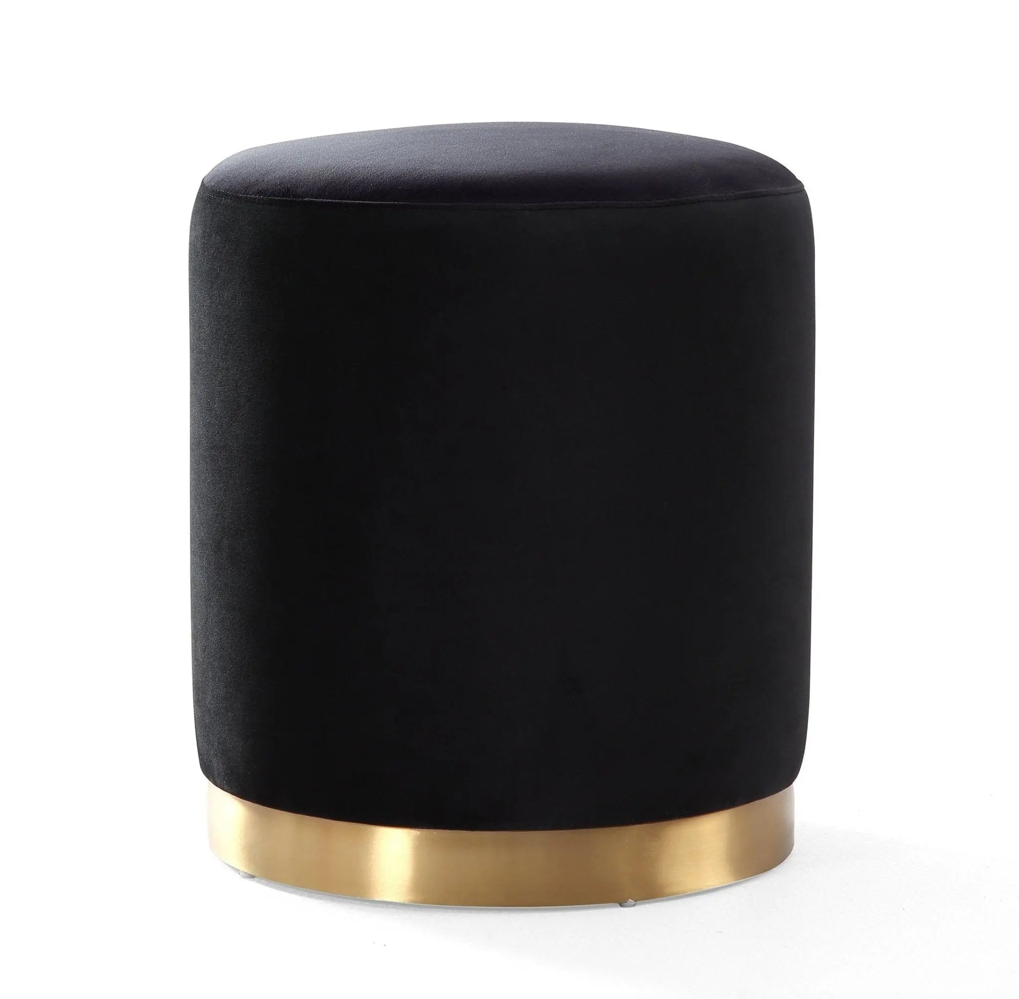 Opal Black Velvet Ottoman -Gold Base Ottomans| TOV