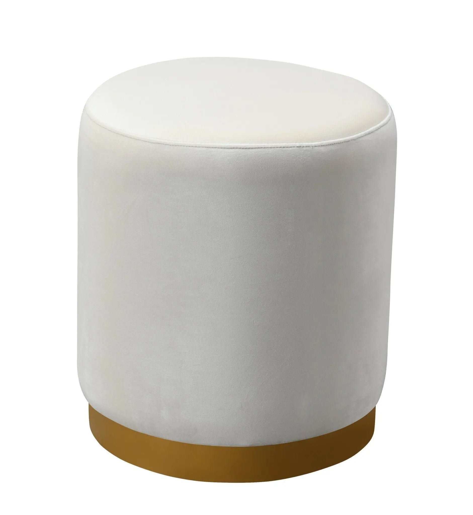 Opal Cream Velvet Ottoman with Gold Base Ottomans| TOV