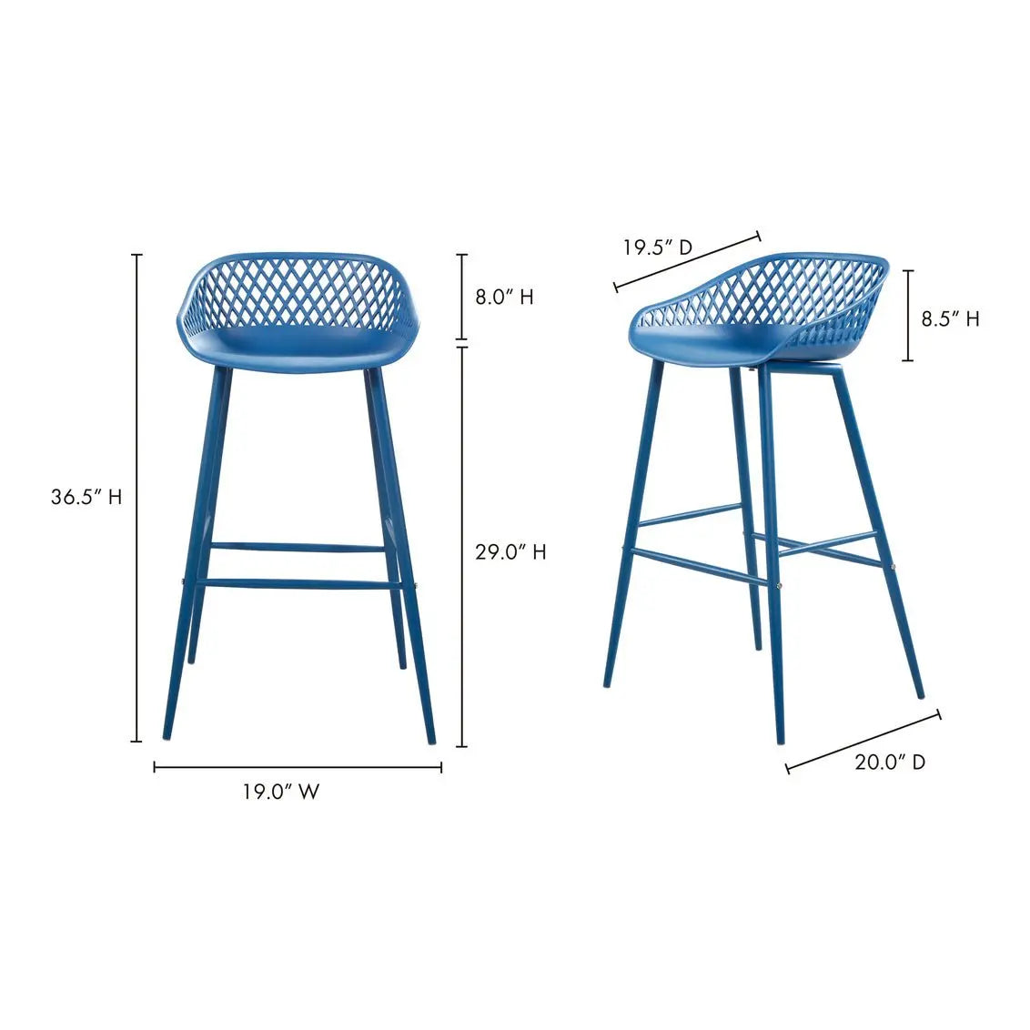 Piazza Outdoor Barstool Blue-M2 Outdoor Living| Moe's Home