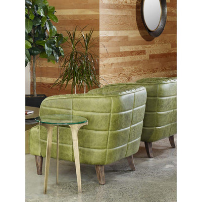 Magdelan Tufted Leather Arm Chair Emerald - Al Rugaib Furniture (4583210385504)