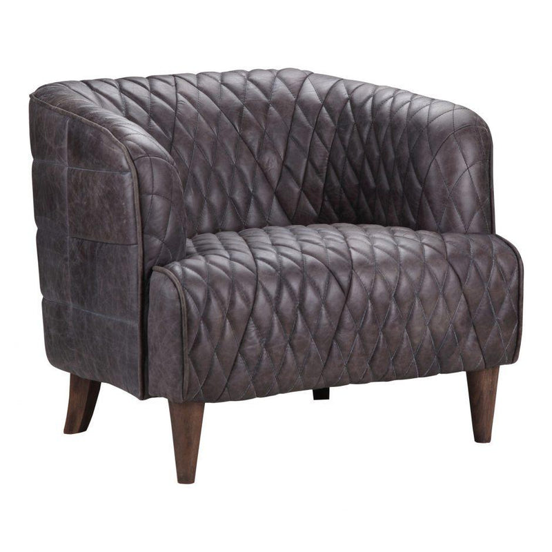 Magdelan Tufted Leather Arm Chair Antique Ebony - Al Rugaib Furniture (4583181320288)