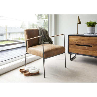 Dagwood Leather Arm Chair Brown - Al Rugaib Furniture (4583155040352)