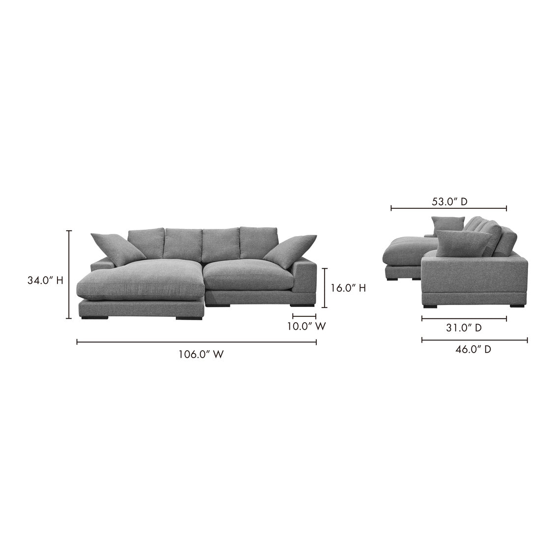 Plunge Sectional Anthracite Sectionals| Moe's Home