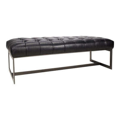 Wyatt Leather Bench Black - Al Rugaib Furniture (4583191347296)