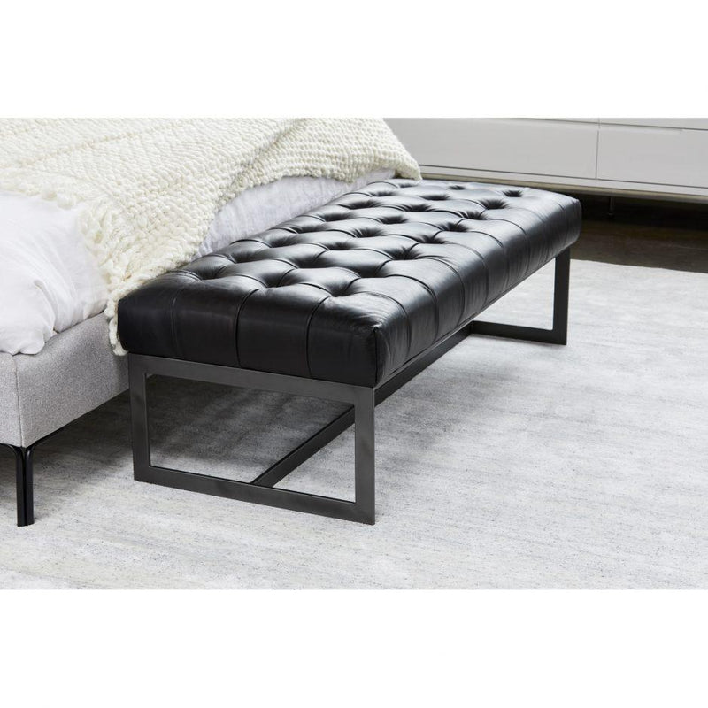 Wyatt Leather Bench Black - Al Rugaib Furniture (4583191347296)