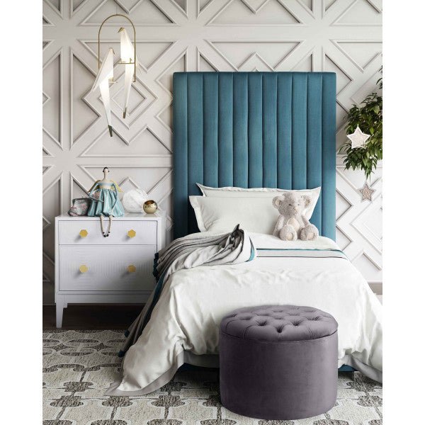 Queen Grey Velvet Storage Ottoman Ottomans| TOV