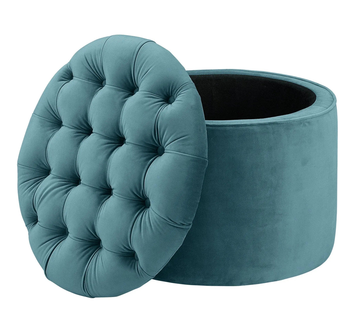Queen Sea Blue Velvet Storage Ottoman Ottomans| TOV