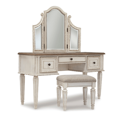 Realyn Vanity and Mirror with Stool - Al Rugaib Furniture