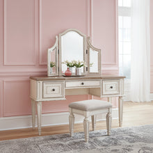 Realyn Vanity and Mirror with Stool